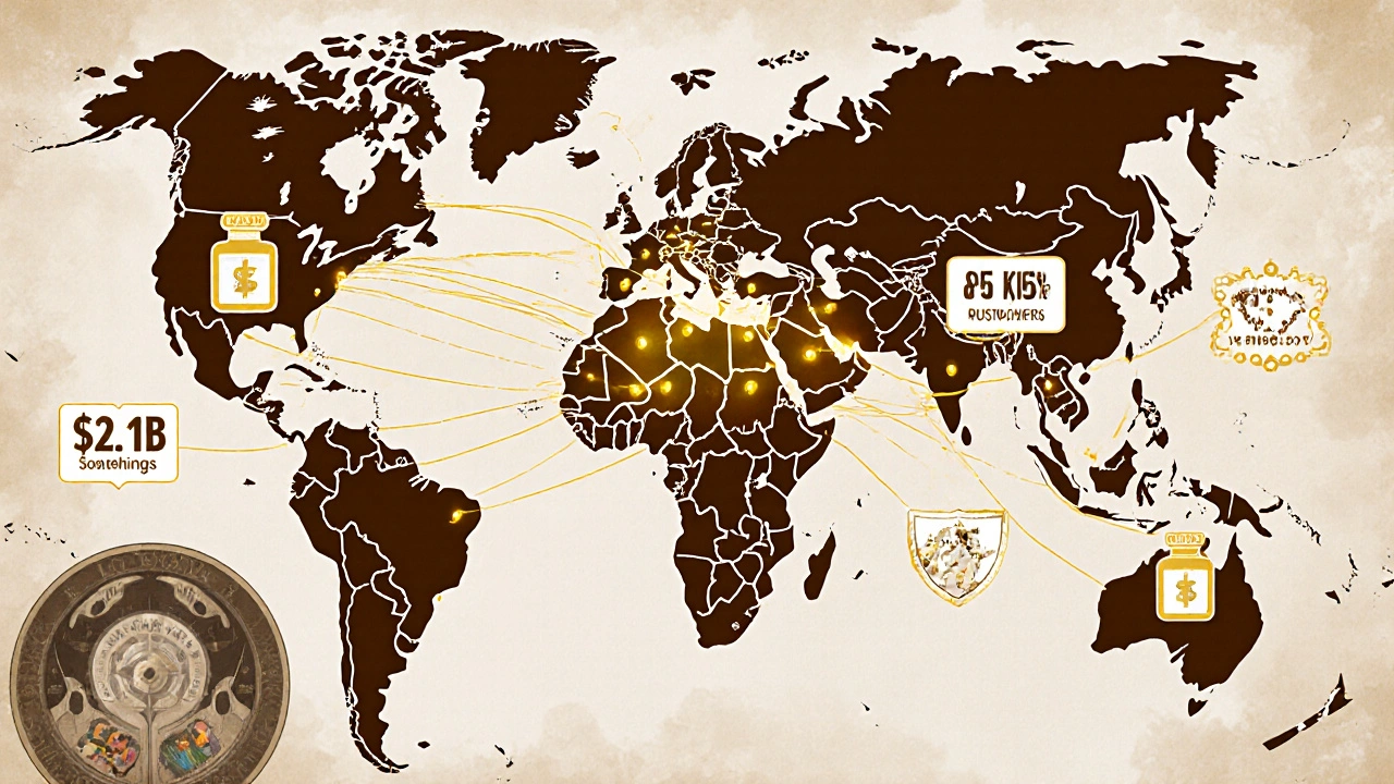 Global map with golden lines connecting U.S. military stockpile to allied nations using SLEP program.