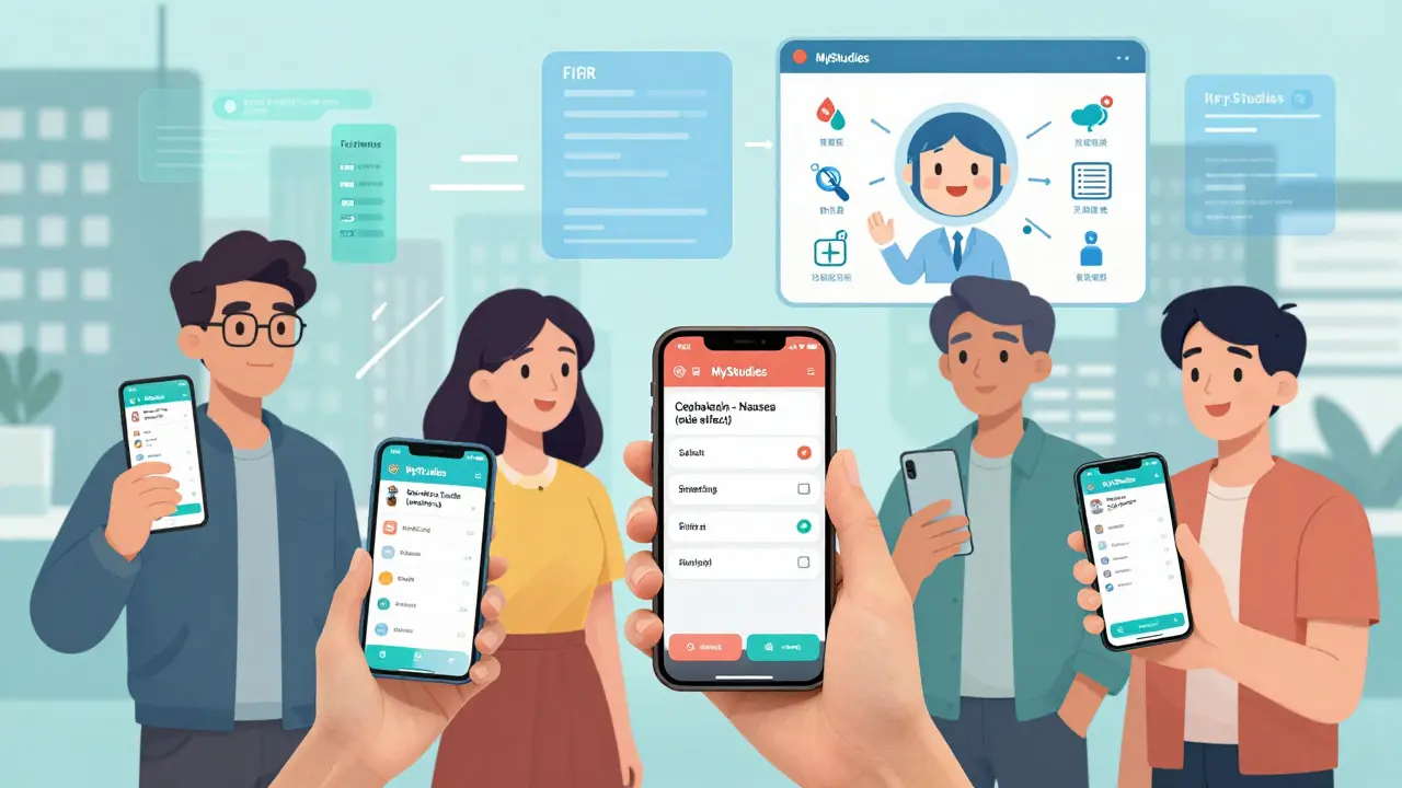 People log drug reactions on phones, with AI transforming vague notes into clear medical icons.