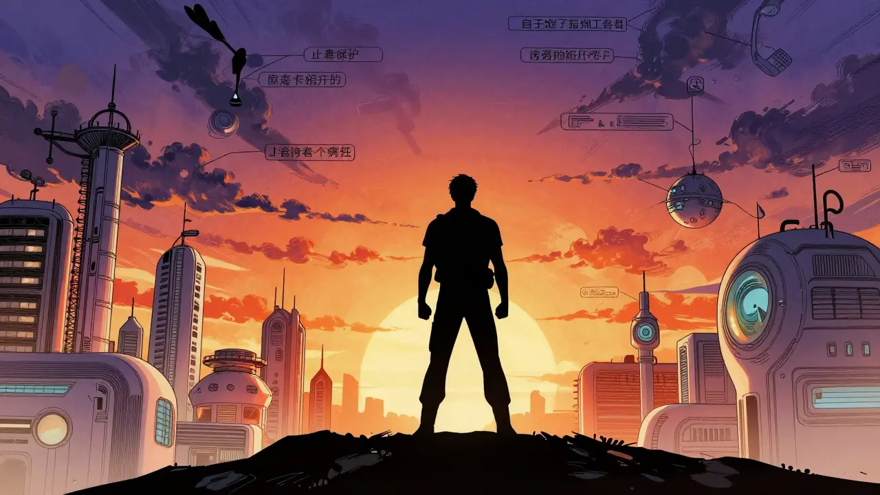 Patient gazing toward a bright medical future horizon.