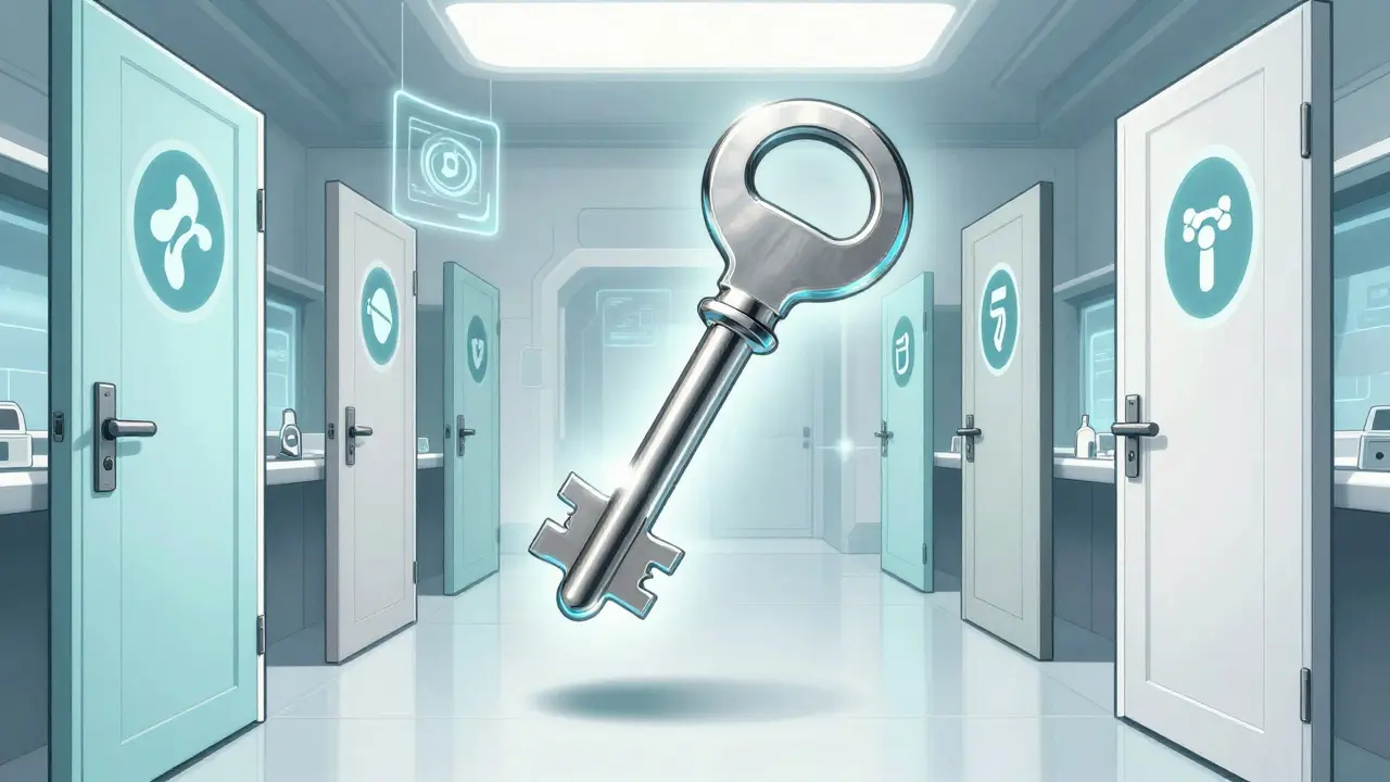 Futuristic key molecule symbolizing universal blood thinner reversal
