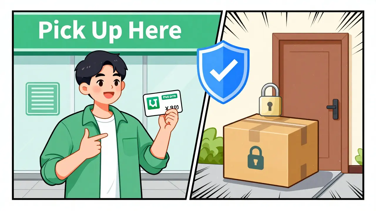 Illustration comparing local pickup vs home delivery options