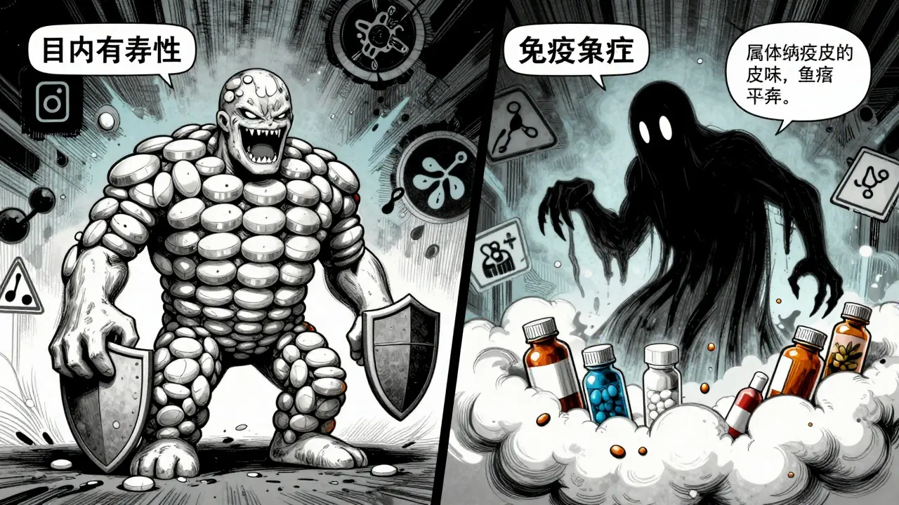 Manhua art showing predictable vs unpredictable drug risks