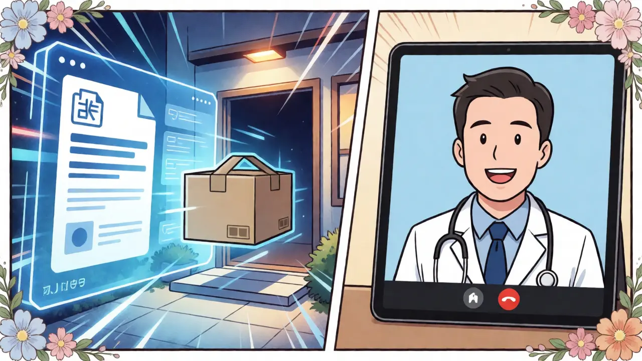 Digital prescription and telemedicine consultation depicted in manhua art