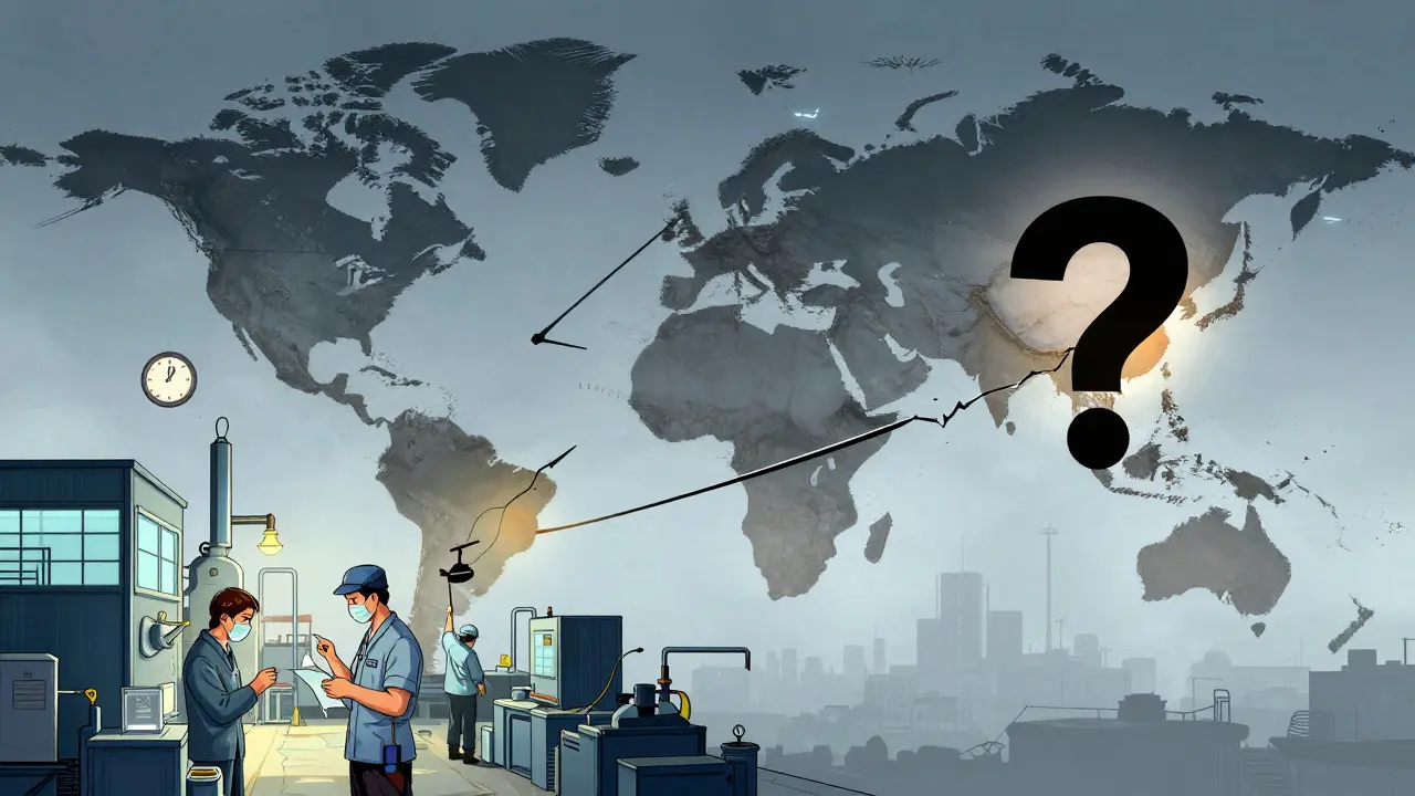 Manhua art showing global drug supply chain gaps and foreign inspection delays